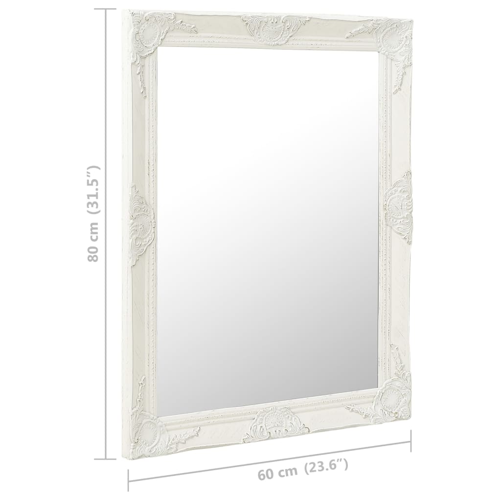 vidaXL Wall Mirror Baroque Style 60x80 cm White