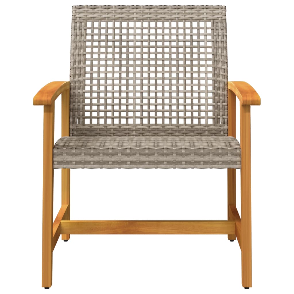 vidaXL Garden Chairs 2 pcs Grey Poly Rattan and Acacia Wood