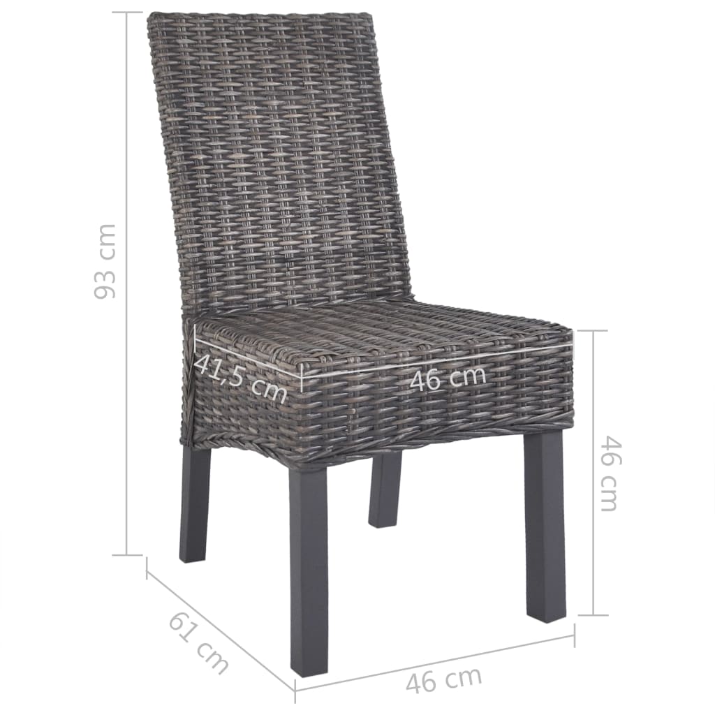 vidaXL Dining Chairs 4 pcs Brown Kubu Rattan and Mango Wood | vidaXL.co.uk