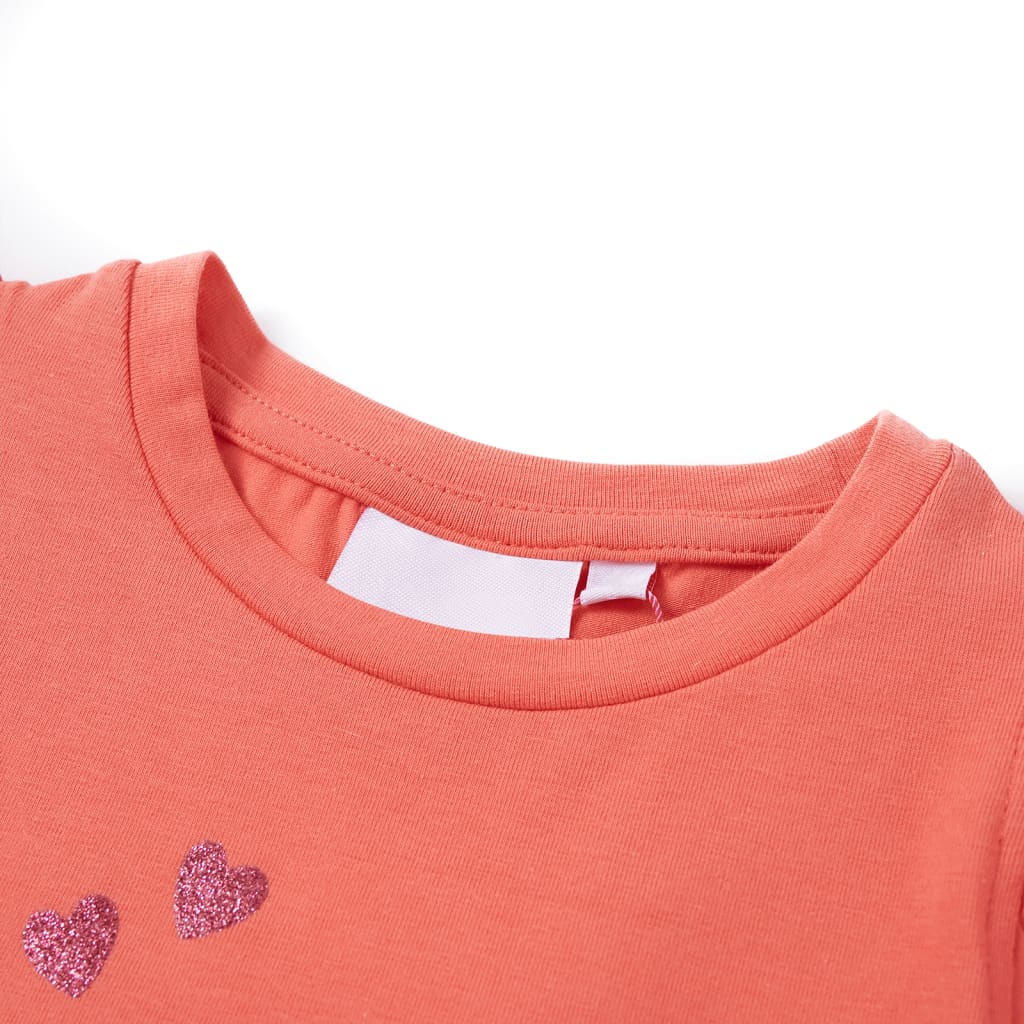 Kids' T-shirt with Ruffle Sleeves Coral 92