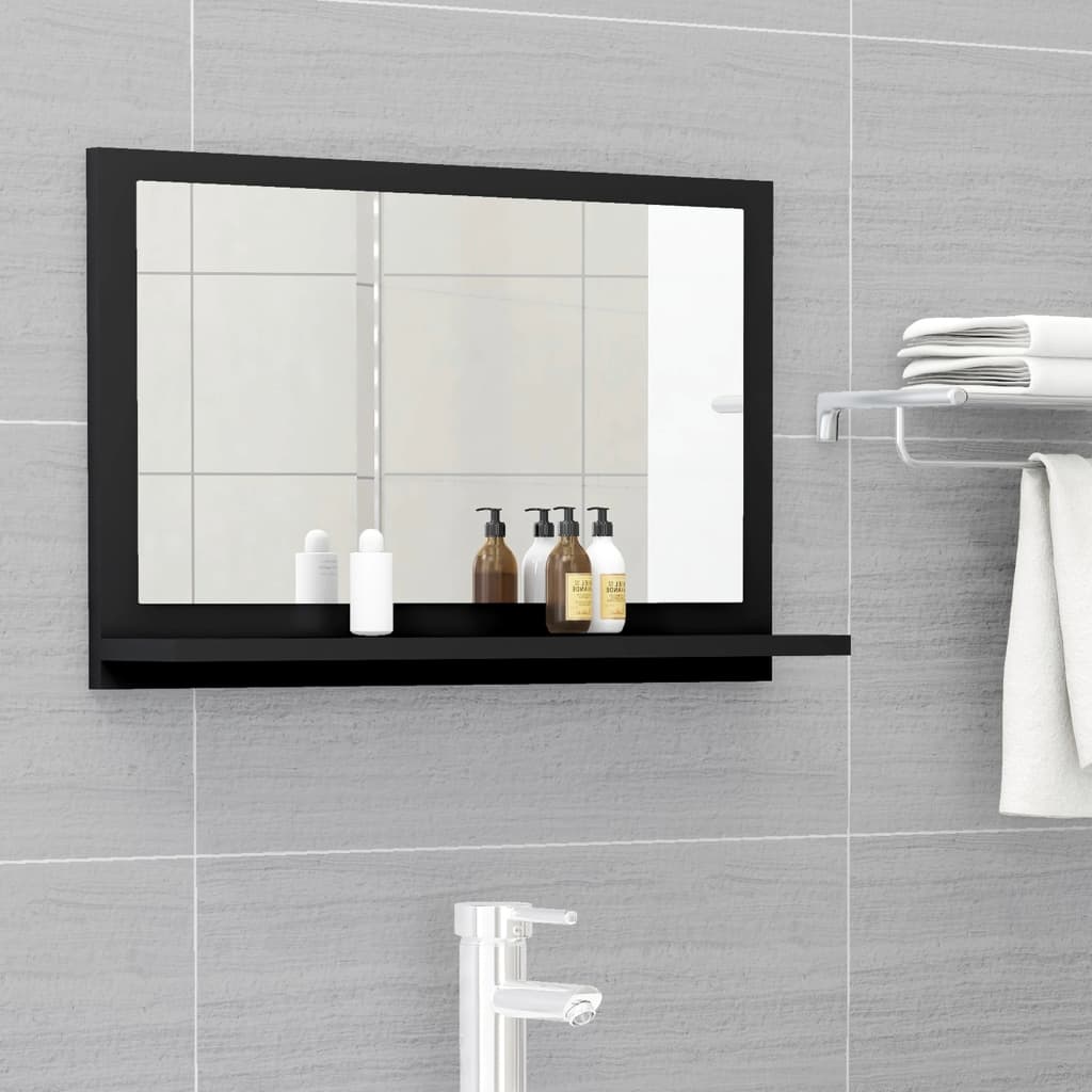 vidaXL Bathroom Mirror Black 60x10.5x37 cm Engineered Wood