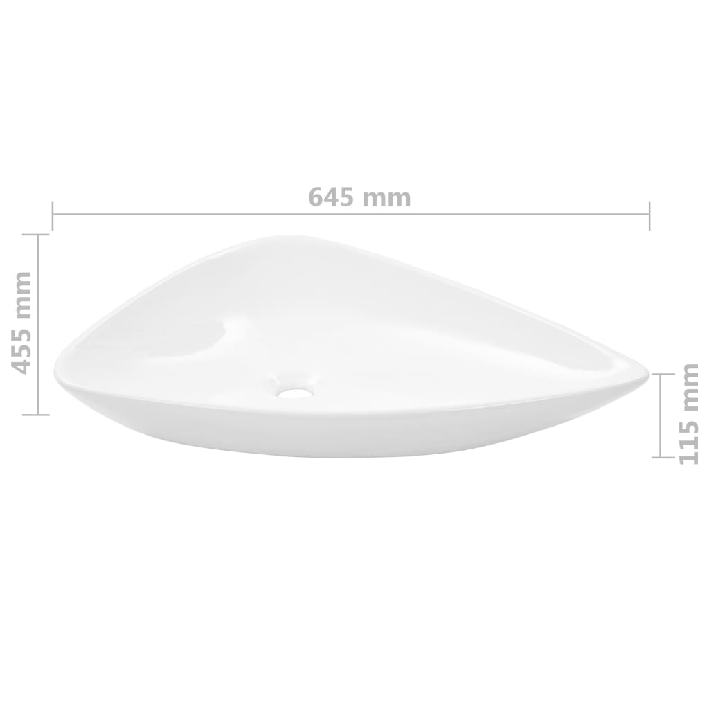 vidaXL Basin Ceramic White Triangle 645x455x115 mm