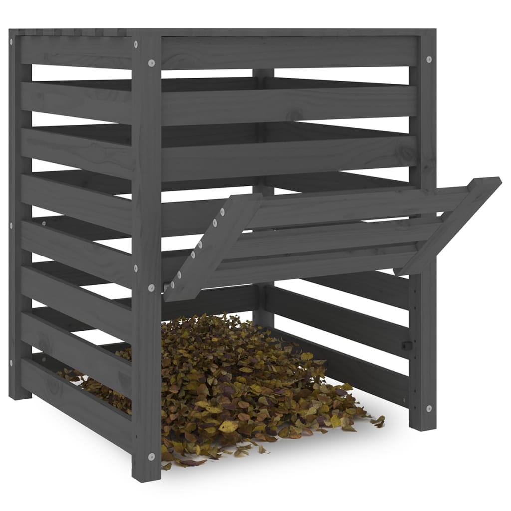 vidaXL Composter Grey 63.5x63.5x77.5 cm Solid Wood Pine