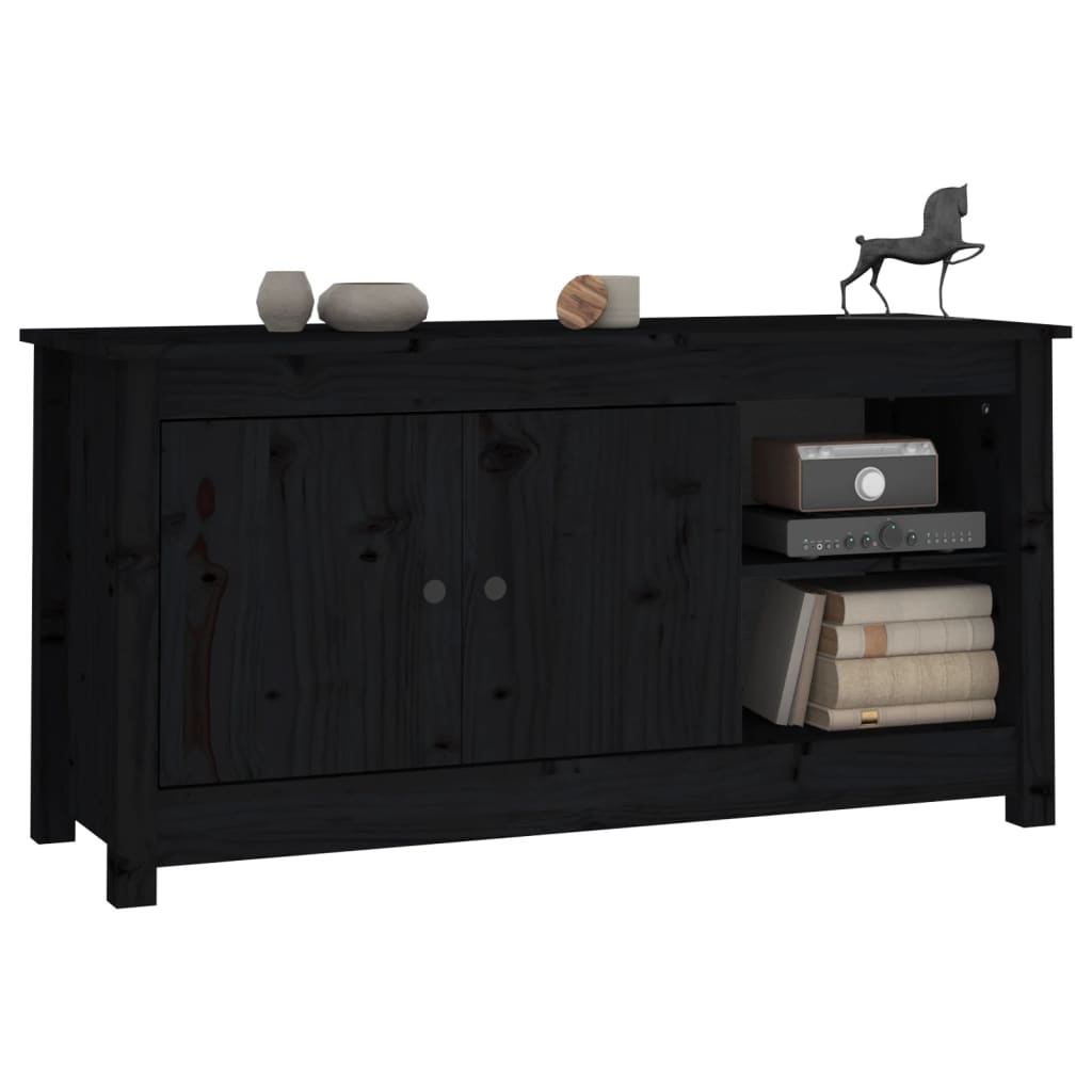 vidaXL TV Cabinet Black 103x36.5x52 cm Solid Wood Pine