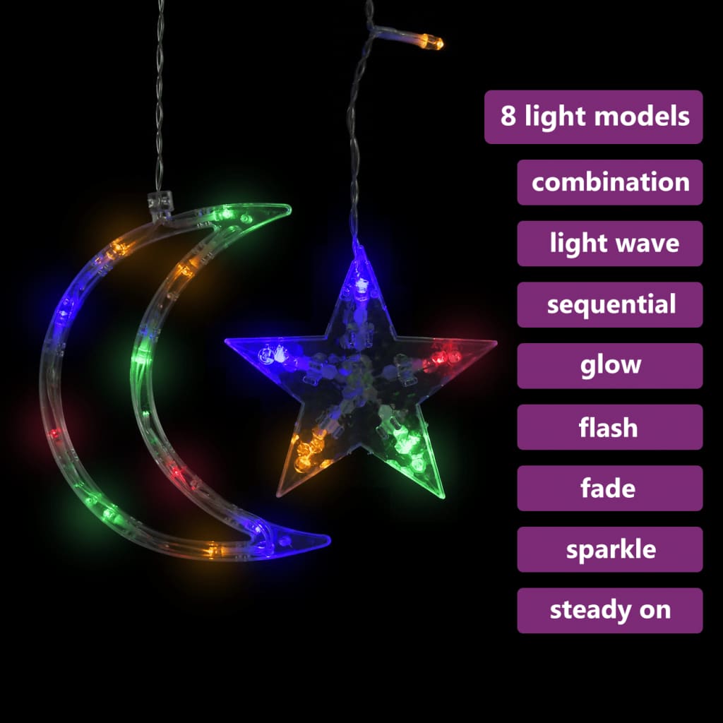 vidaXL Star and Moon Fairy Lights Remote Control 138 LED Colourful