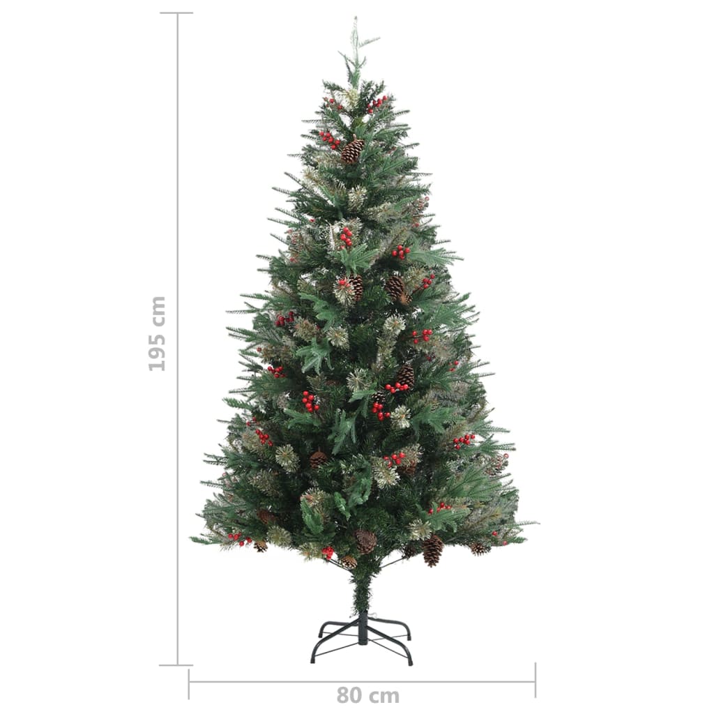 vidaXL Christmas Tree with Pine Cones Green 195 cm PVC&PE