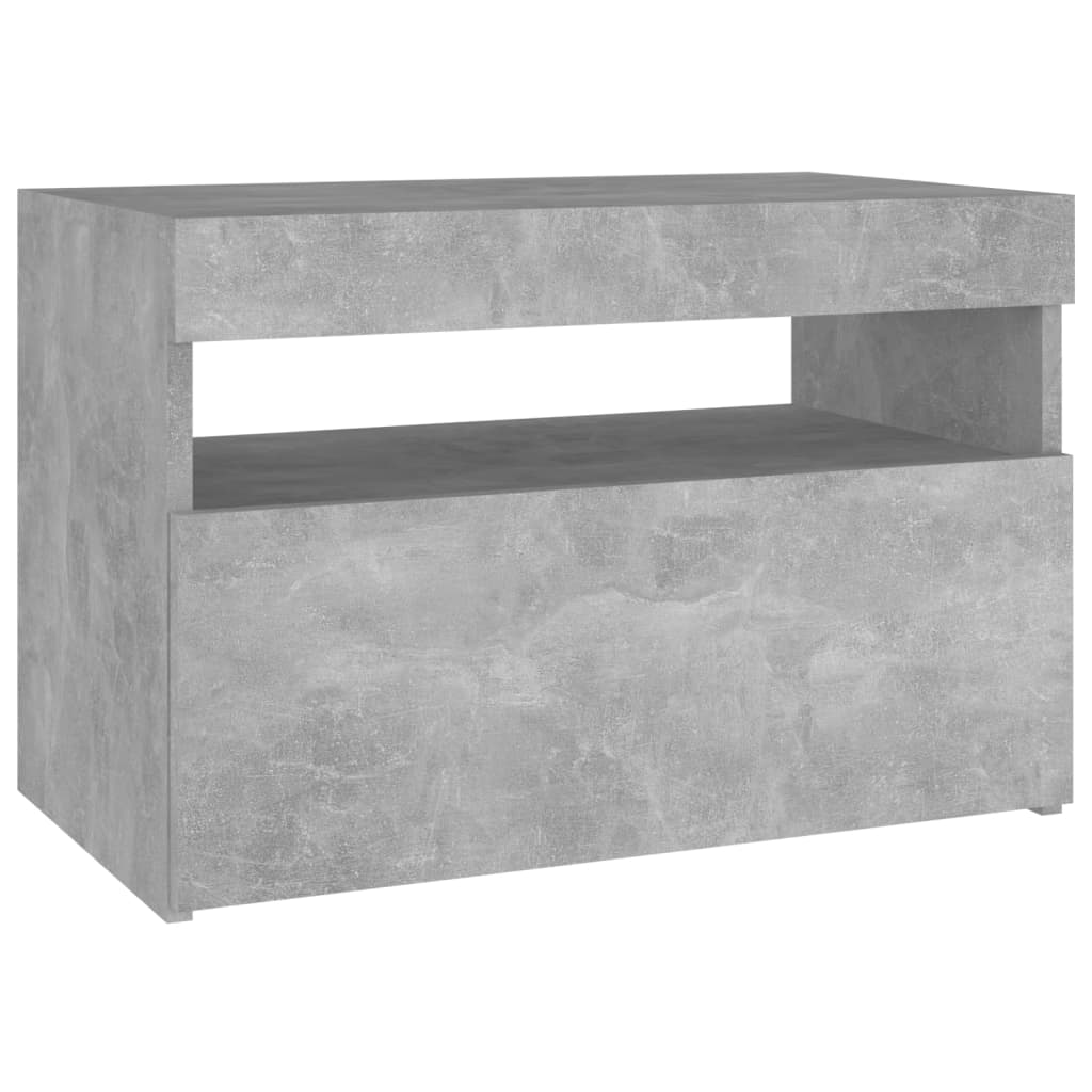 vidaXL Bedside Cabinet & LED Lights 2 pcs Concrete Grey 60x35x40 cm