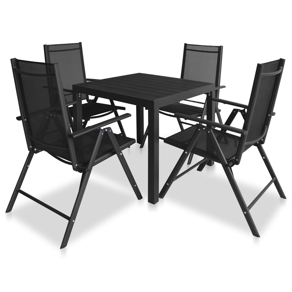 vidaXL 5 Piece Outdoor Dining Set Aluminium and WPC Black
