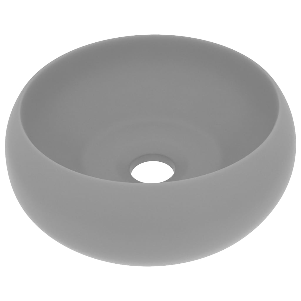 vidaXL Luxury Wash Basin Round Matt Light Grey 40x15 cm Ceramic