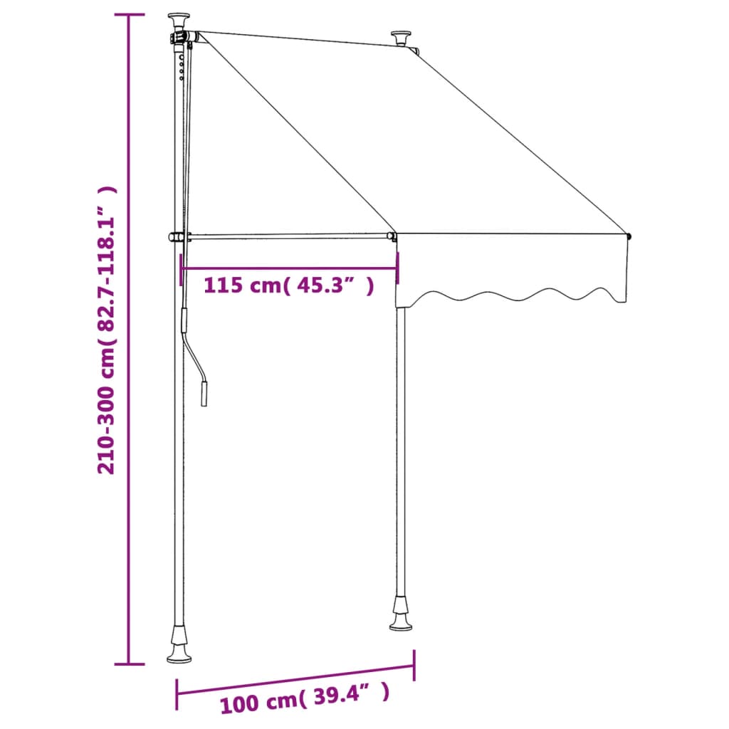 vidaXL Retractable Awning Anthracite 100x150 cm Fabric and Steel