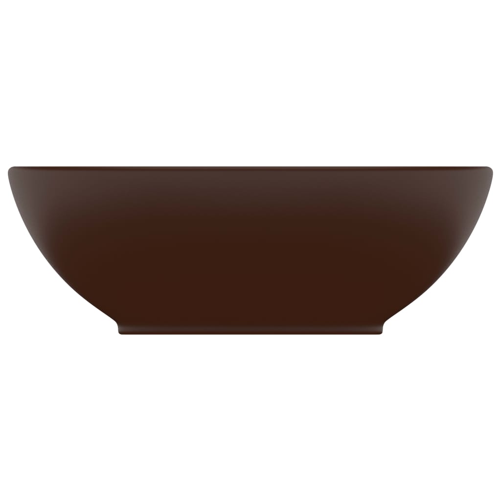 vidaXL Luxury Basin Oval-shaped Matt Dark Brown 40x33 cm Ceramic