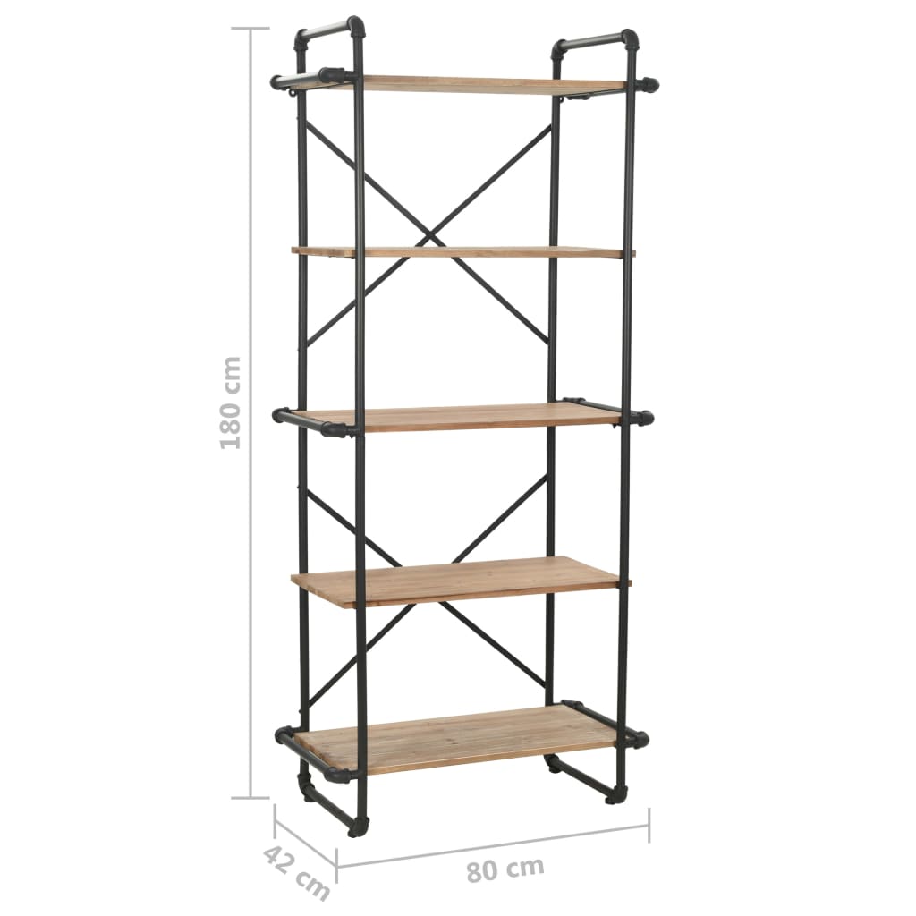 vidaXL Bookcase Solid Firwood and Steel 80x42x180 cm