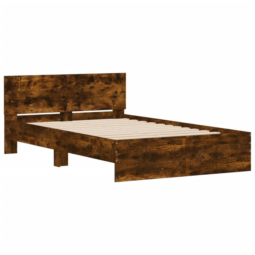 vidaXL Bed Frame with Headboard Smoked Oak 120x190 cm Small Double