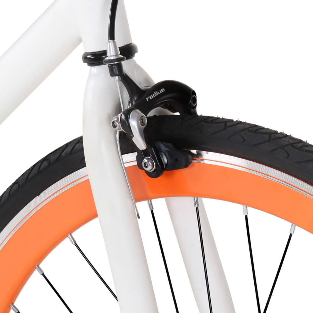 vidaXL Fixed Gear Bike White and Orange 700c 55 cm