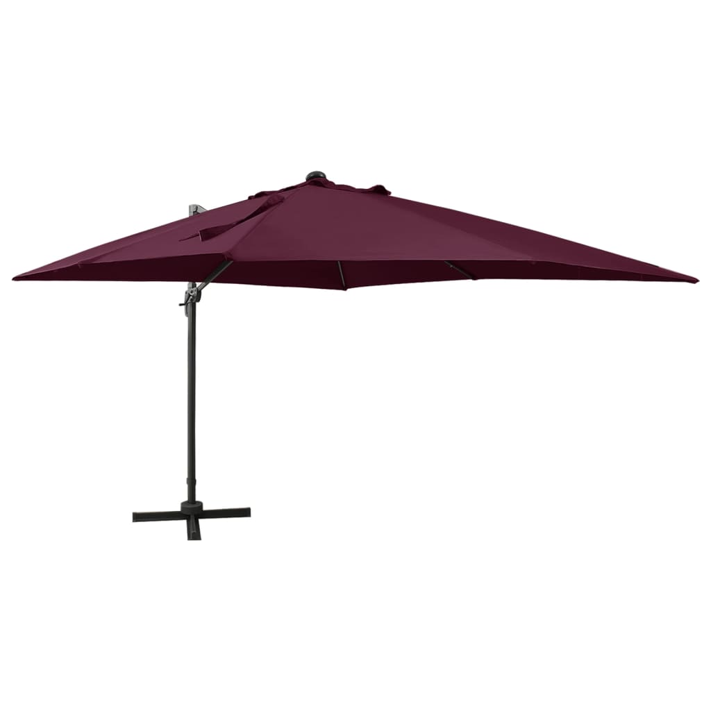 vidaXL Cantilever Umbrella with Pole and LED Lights Bordeaux Red 300 cm