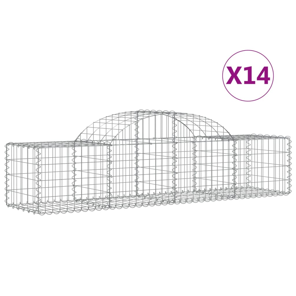 vidaXL Arched Gabion Baskets 14 pcs 200x50x40/60 cm Galvanised Iron