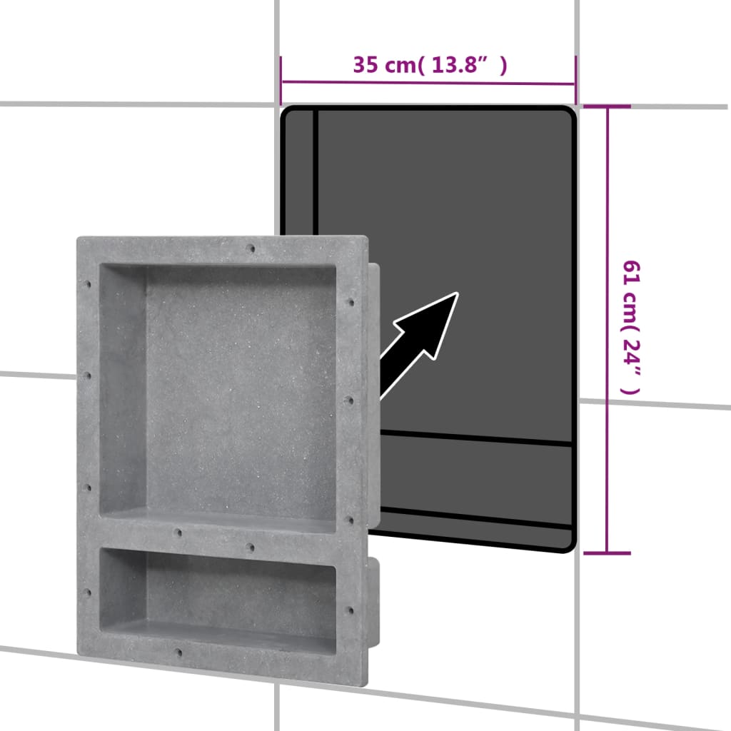 vidaXL Shower Niche with 2 Compartments Matt Grey 41x51x10 cm