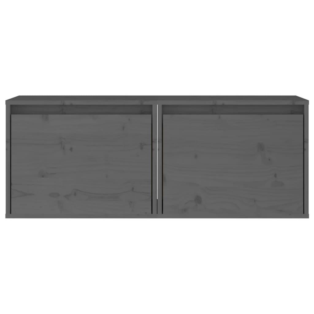 vidaXL Wall Cabinets 2 pcs Grey 45x30x35 cm Solid Pinewood