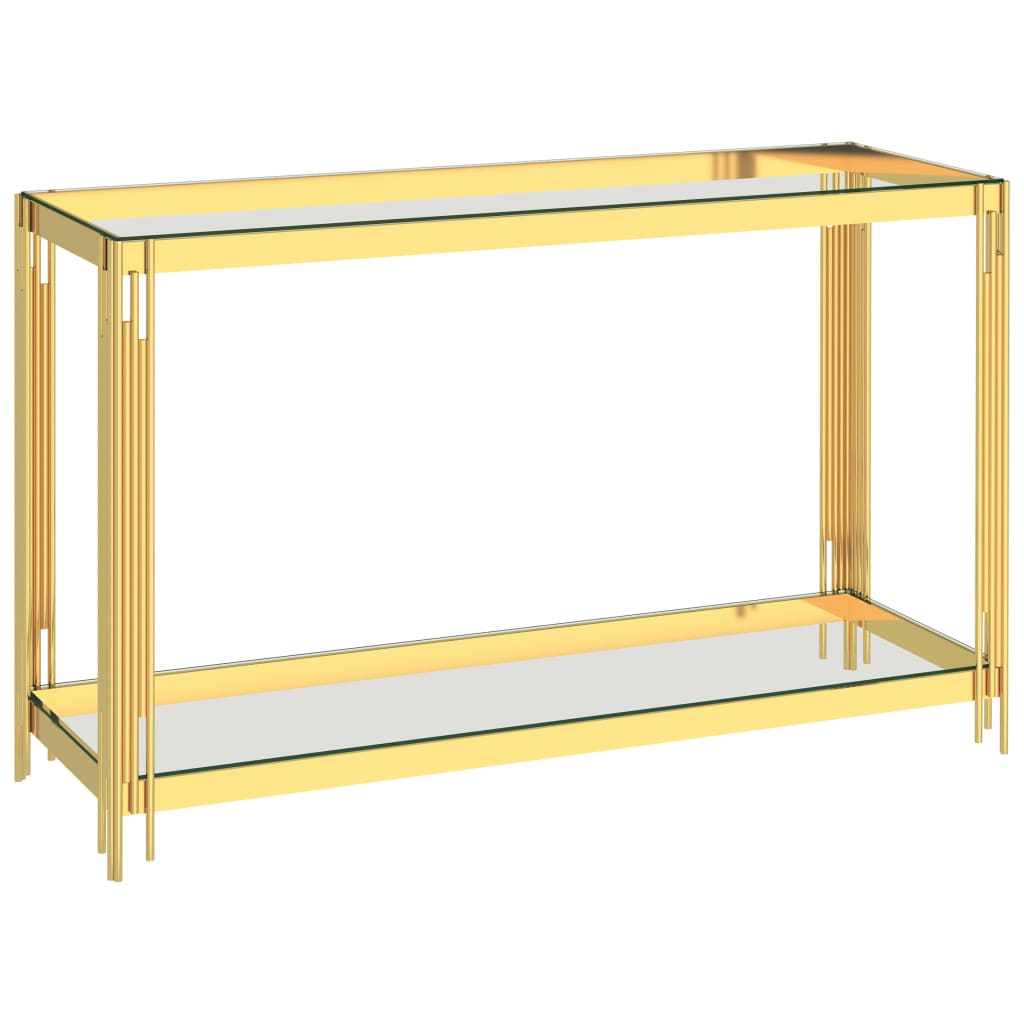 vidaXL Side Table Gold 120x40x78 cm Stainless Steel and Glass