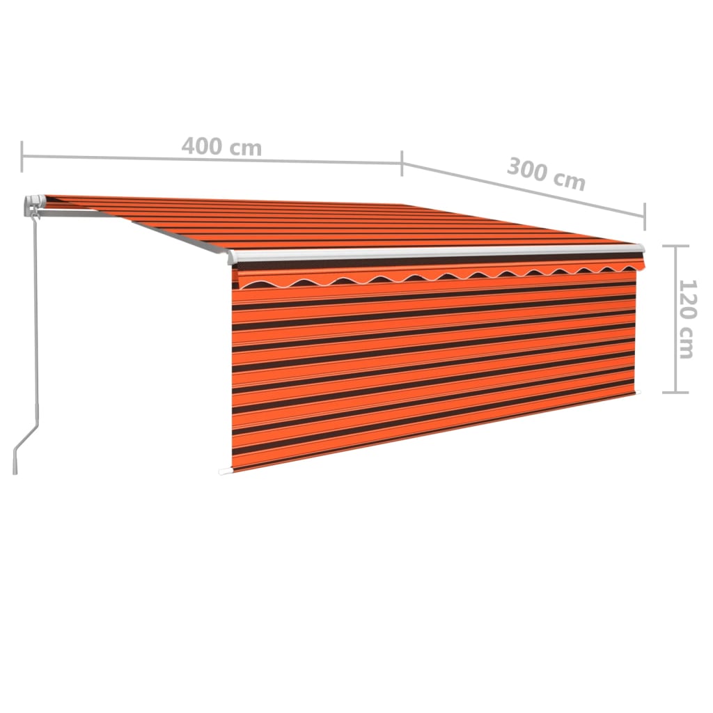 vidaXL Manual Retractable Awning with Blind 4x3m Orange&Brown
