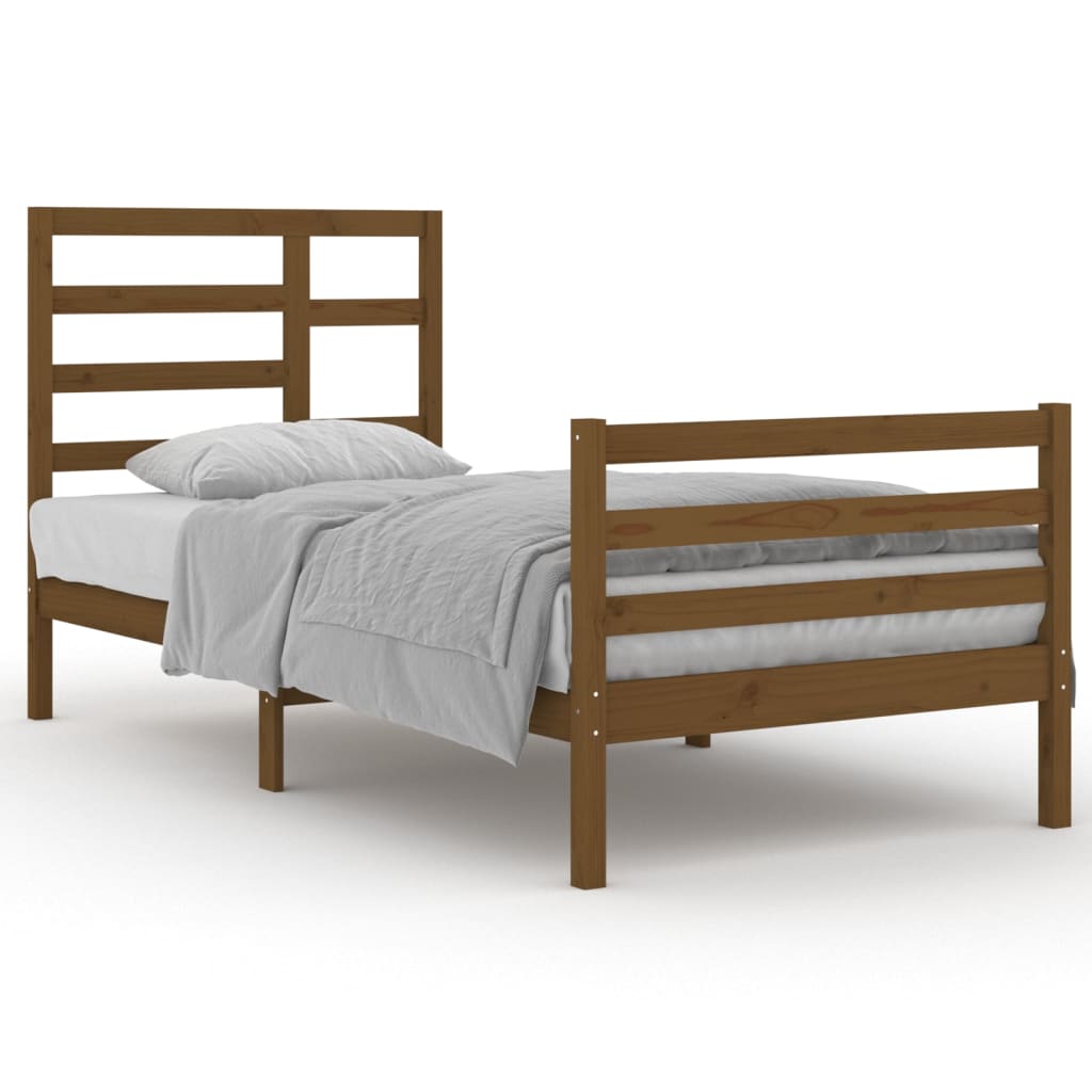 vidaXL Bed Frame Honey Brown Solid Wood 90x200 cm