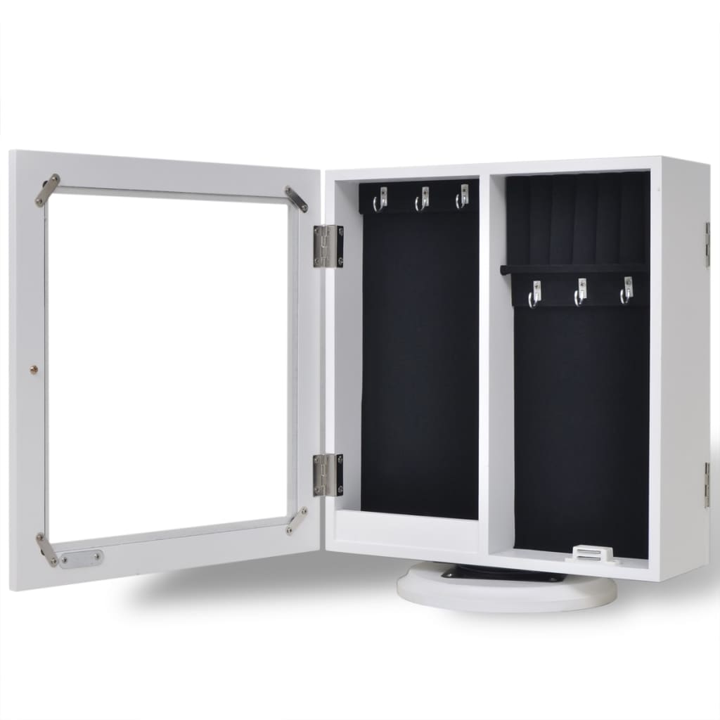 vidaXL Mirrored Jewelery/Storage Cabinet White MDF
