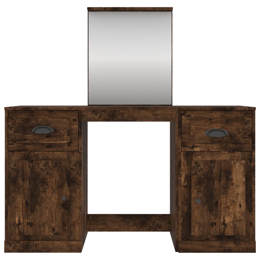 vidaXL Dressing Table with Mirror Smoked Oak 130x50x132.5 cm