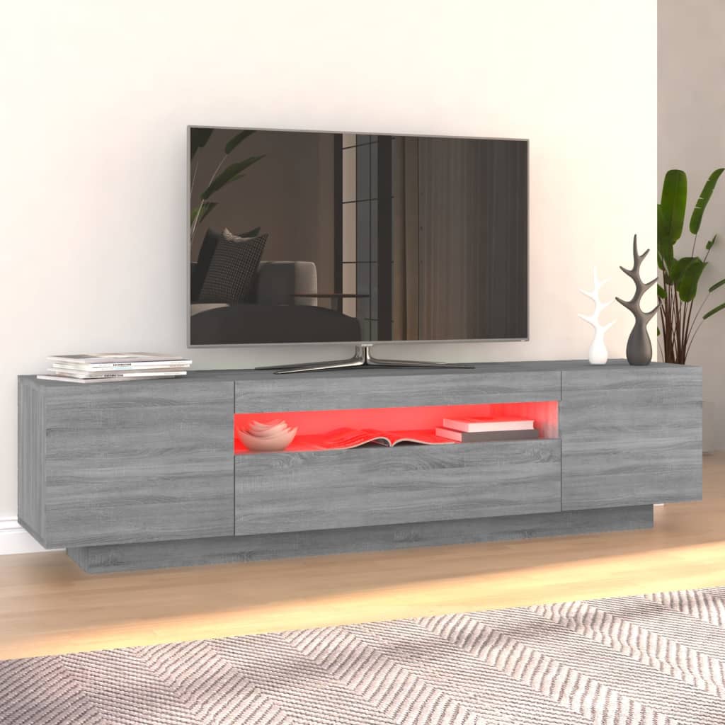 vidaXL TV Cabinet with LED Lights Grey Sonoma 160x35x40 cm