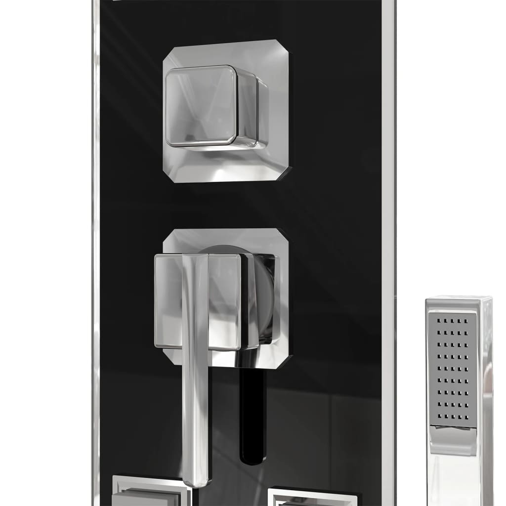 vidaXL Shower Panel Unit Glass 18x45.5x130 cm Black