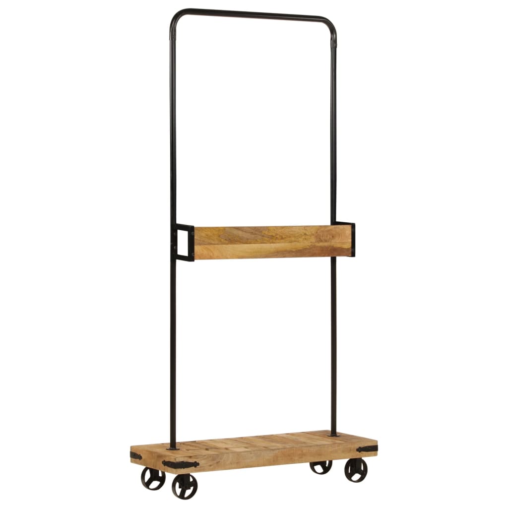 vidaXL Clothes Rack with Wheels 90x35x190 cm Solid Wood Mango and Iron