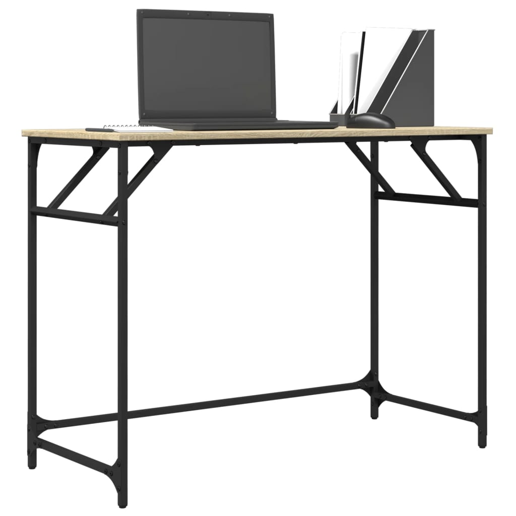 vidaXL Desk Sonoma Oak 100x45x76 cm Engineered Wood and Powder-coated Steel