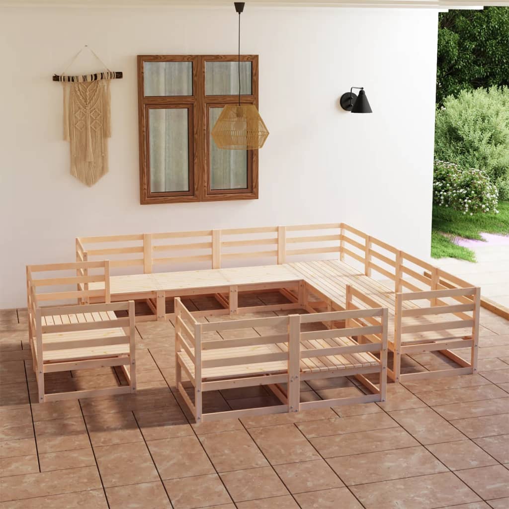 vidaXL 11 Piece Garden Lounge Set Solid Wood Pine