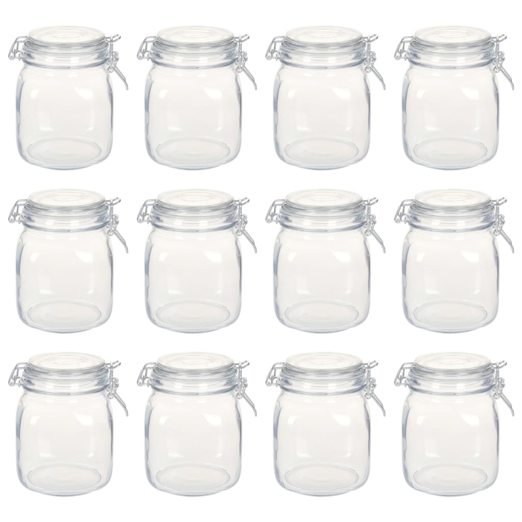 vidaXL Glass Jars with Lock 12 pcs 1 L