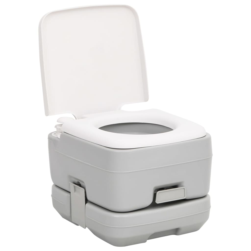 vidaXL Portable Camping Toilet Grey and White 10+10 L HDPE