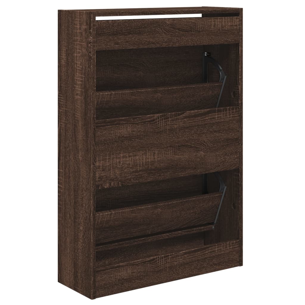 vidaXL Shoe Cabinet Brown Oak 60x21x87.5 cm Engineered Wood