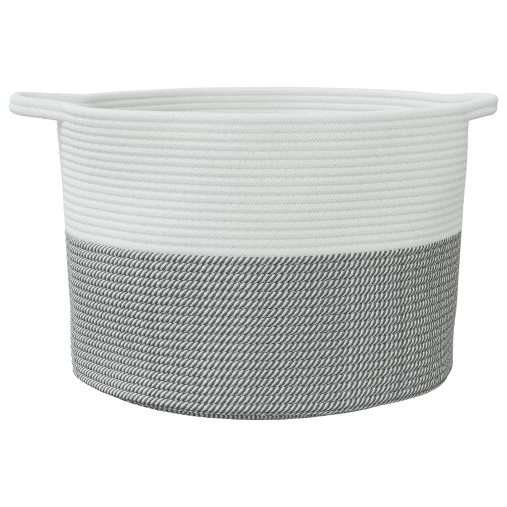 vidaXL Laundry Basket Grey and White Ø55x36 cm Cotton