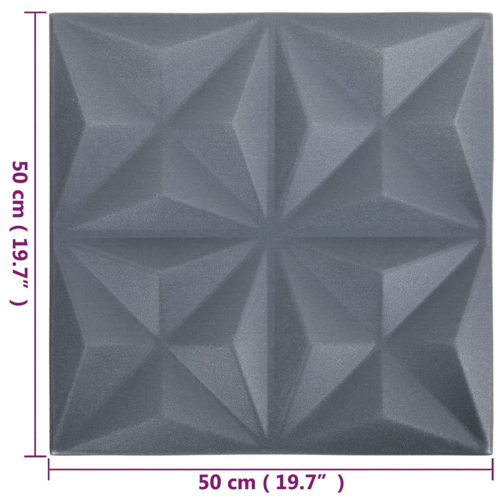 vidaXL 3D Wall Panels 48 pcs 50x50 cm Origami Grey 12 m²