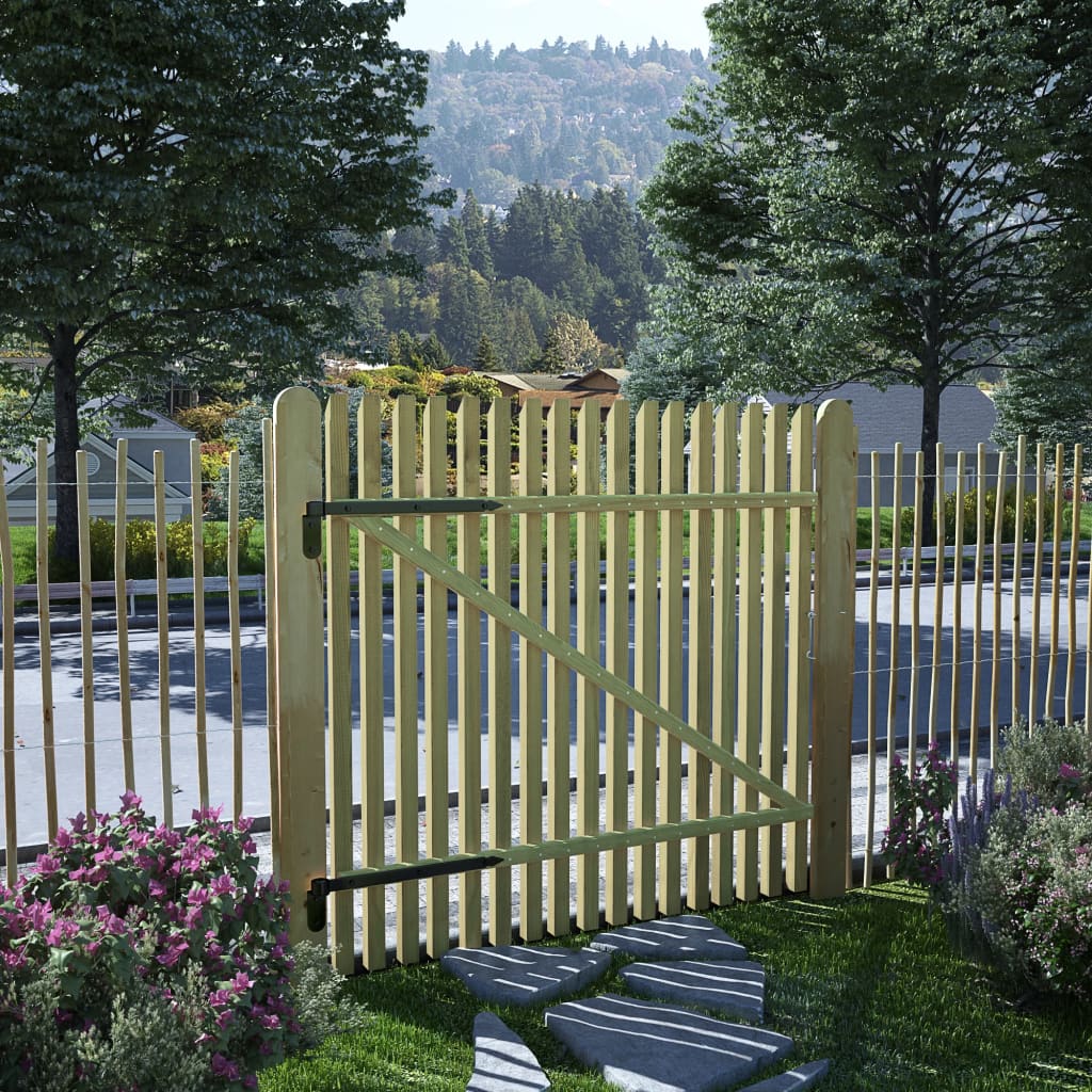 vidaXL Picket Garden Gate Impregnated Pinewood 100x100 cm