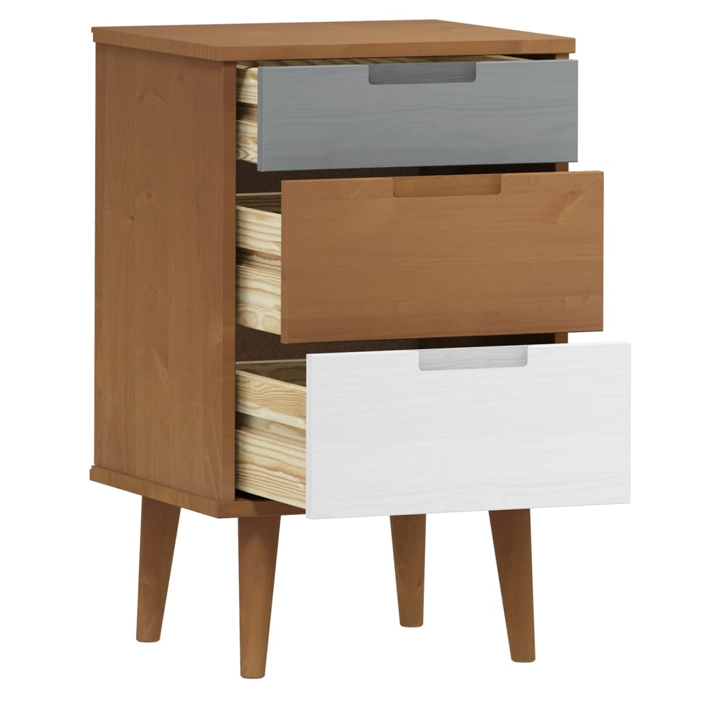 vidaXL Bedside Cabinet MOLDE Brown 40x35x65 cm Solid Wood Pine