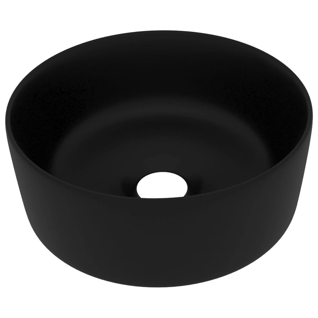 vidaXL Luxury Wash Basin Round Matt Black 40x15 cm Ceramic