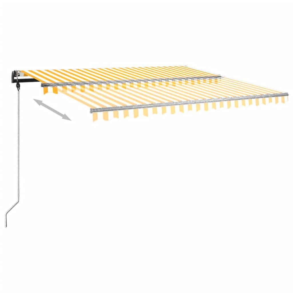 vidaXL Freestanding Manual Retractable Awning 450x350 cm Yellow/White