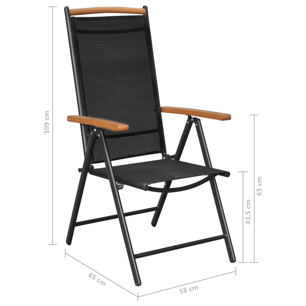 vidaXL 5 Piece Outdoor Dining Set with Folding Chairs Aluminium Black