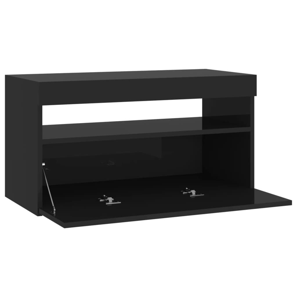 vidaXL TV Cabinet with LED Lights Black 75x35x40 cm