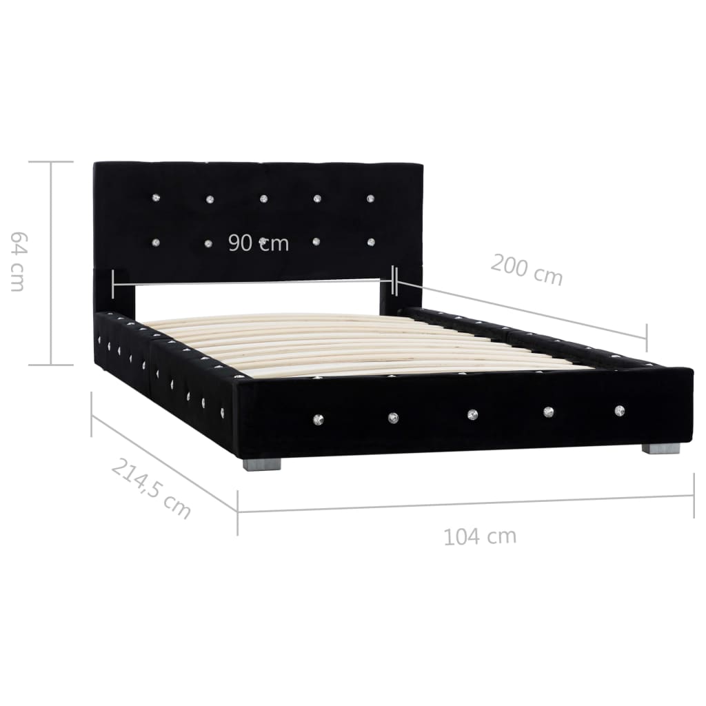 vidaXL Bed with Memory Foam Mattress Black Velvet 90x200 cm