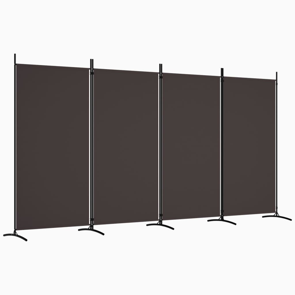 vidaXL 4-Panel Room Divider Brown 346x180 cm Fabric