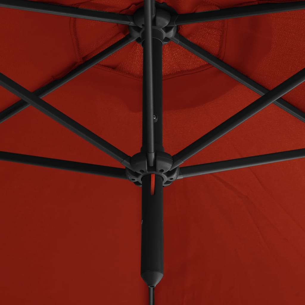 vidaXL Double Parasol with Steel Pole Terracotta 600 cm