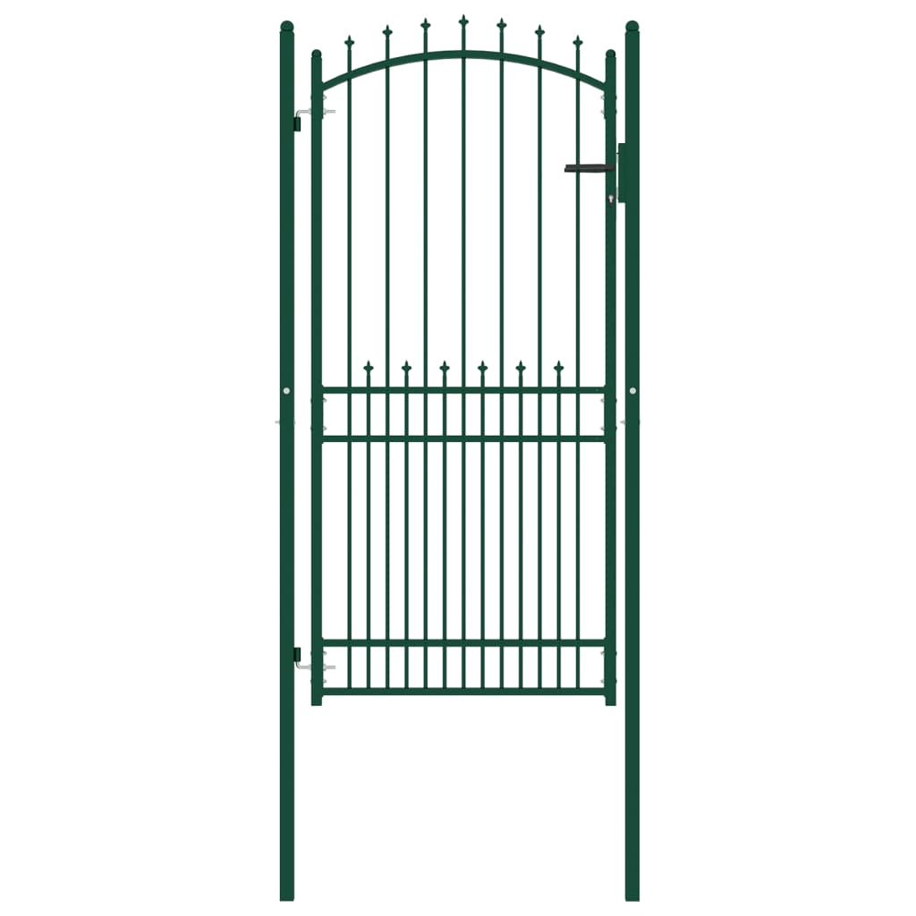 vidaXL Fence Gate with Spikes Steel 100x200 cm Green