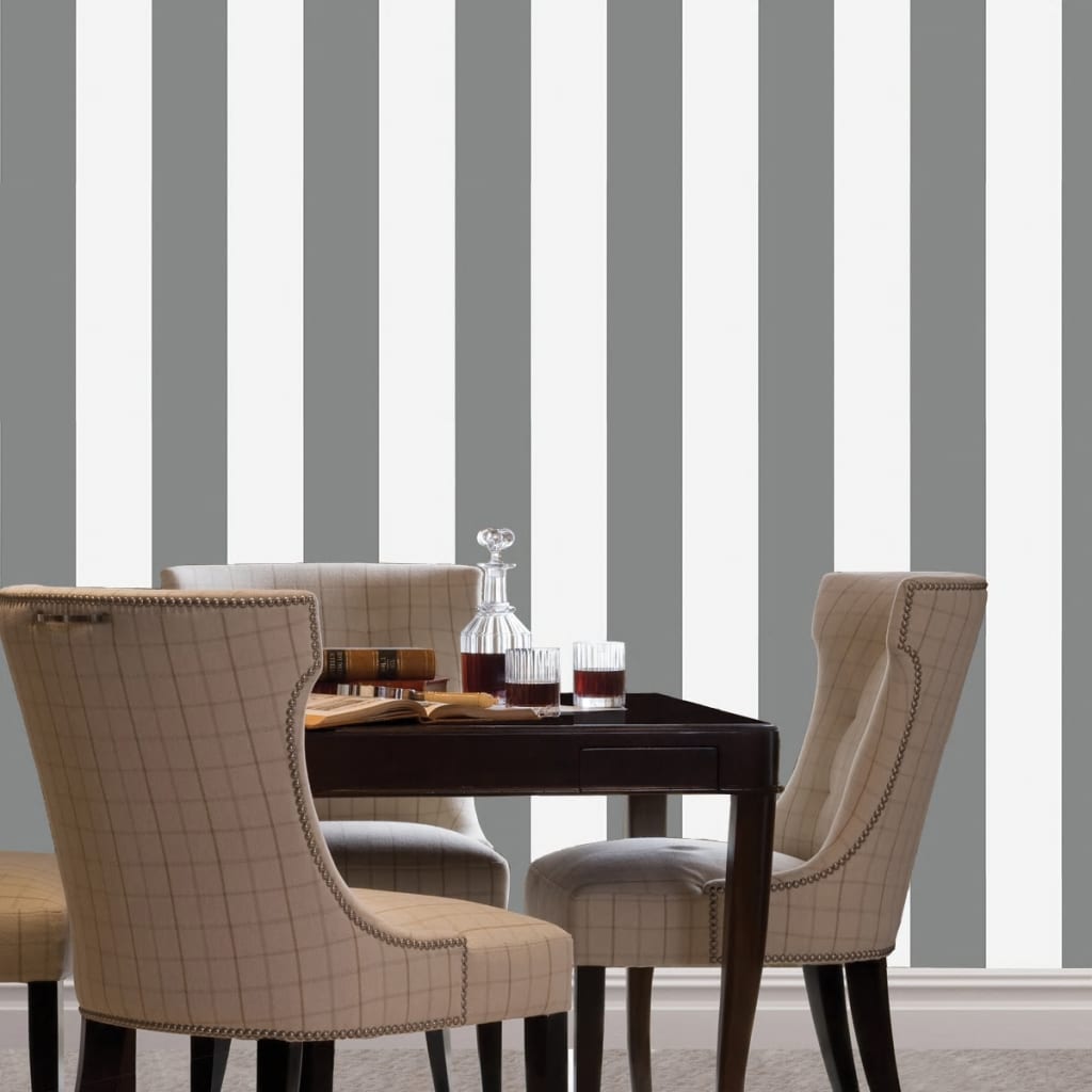 DUTCH WALLCOVERINGS Wallpaper Stripes Grey and White 7358-0