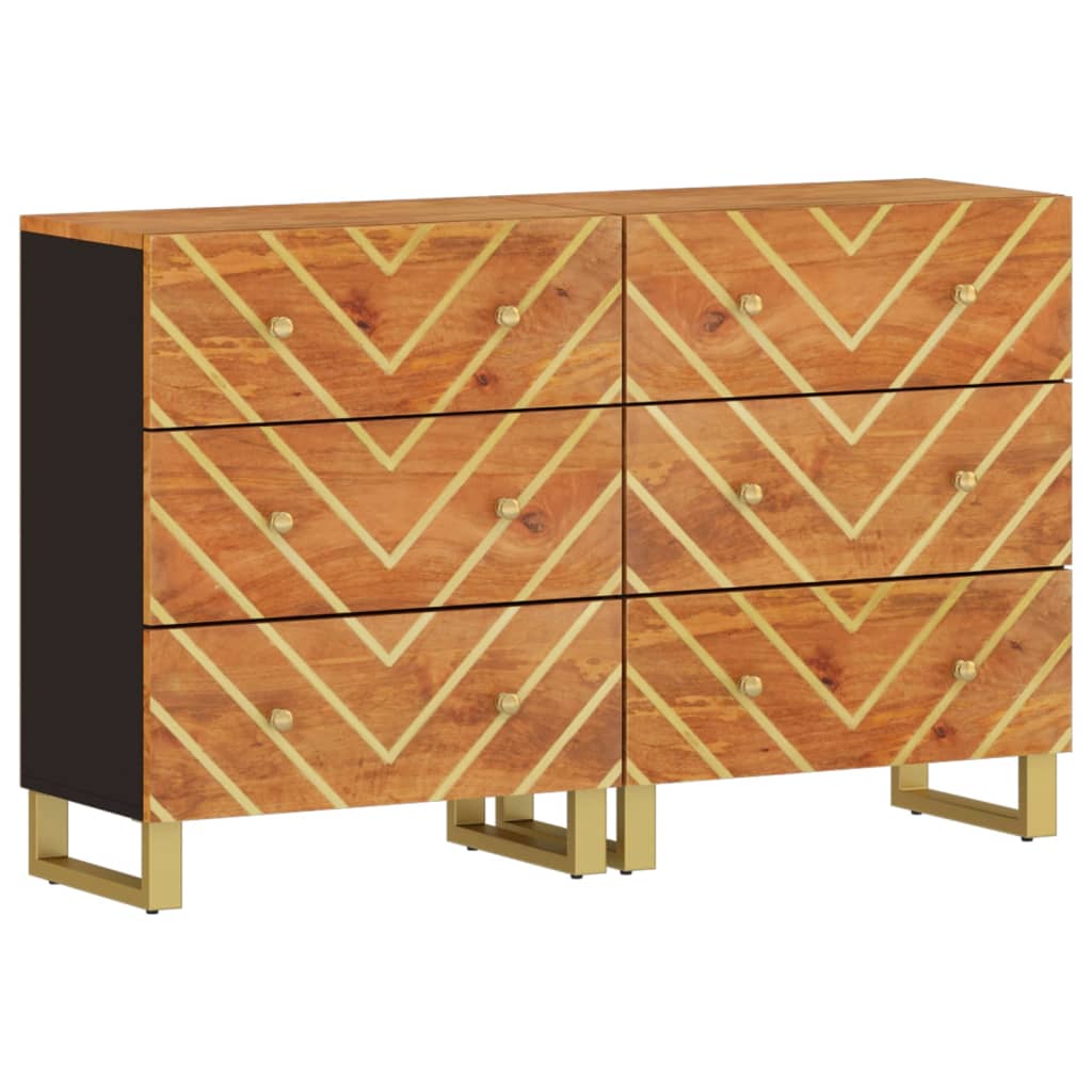 vidaXL Side Cabinets 2 pcs Brown and Black 60x33.5x75 cm Solid Wood Mango