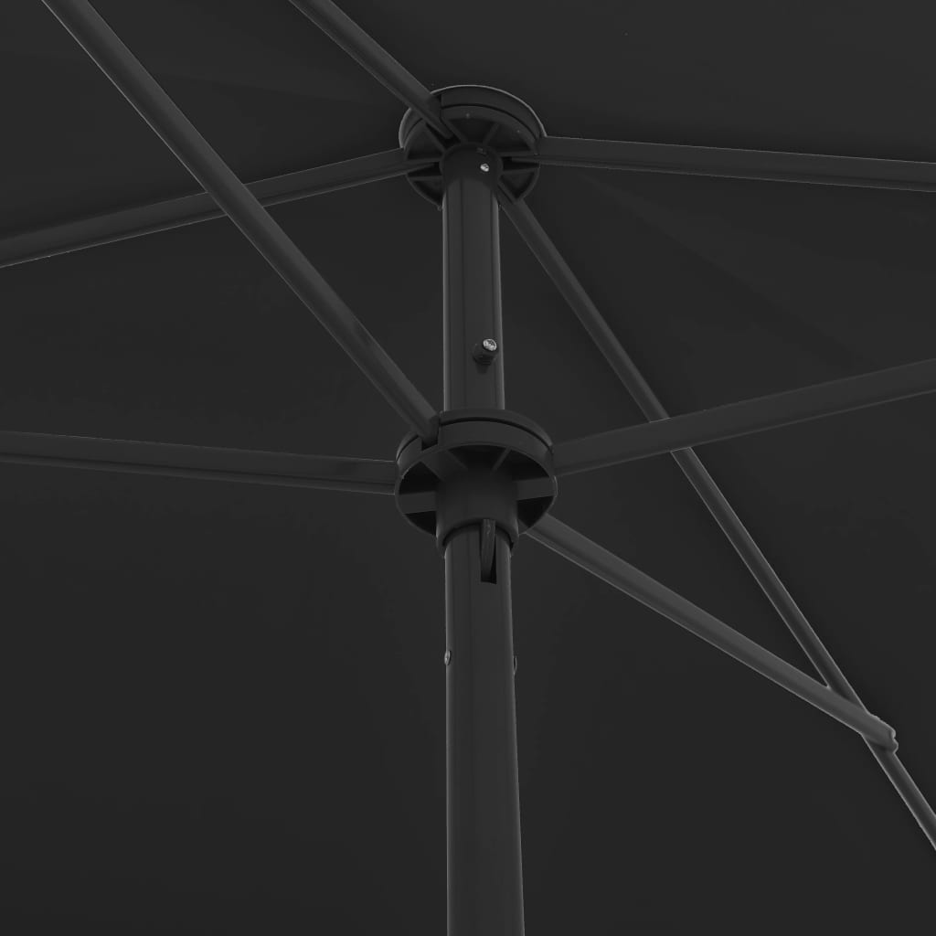 vidaXL Beach Umbrella Black 200x125 cm